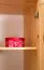 Schmaler Kleiderschrank | 2 Drehtüren | 2 Schubladen | 4 Fächer | mit Kleiderstange | 80 cm breit | Massivholz | Farbe: Natur Abbildung