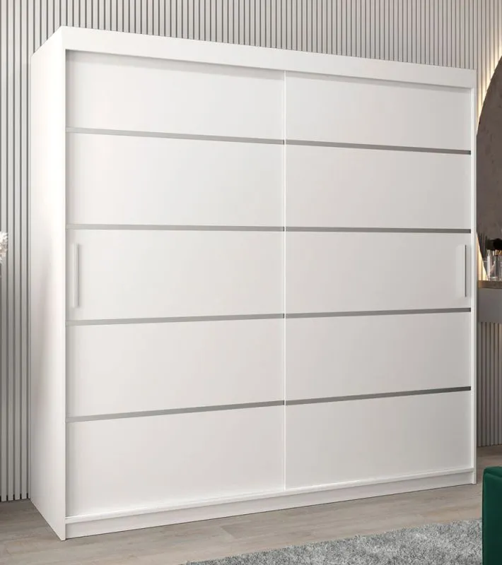 2 Meter breiter Kleiderschrank mit 2 Türen | Farbe: Weiß Abbildung