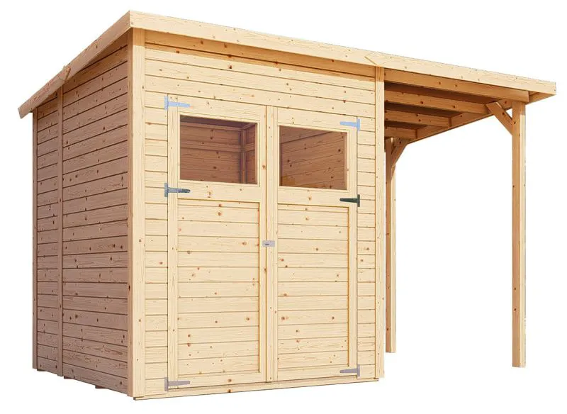 Gartenhaus 1,8 x 3,24 Meter (inkl. Dach) | aus Holz | aus vorgefertigten Elementen| unbehandelt | mit Pultdach Abbildung