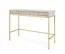 Schreibtisch mit geriffelter Front Worthing 78, Farbe: Kaschmir, zwei Schubladen, ABS-Kantenschutz, Beine und Griffe: Gold, Maße: 78 x 104 x 50 cm