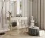 Eleganter Schminktisch mit Push-to-open Funktion Horsham 70, Farbe: Beige, zwei Schubladen, ABS-Kantenschutz, Beine: Gold, aus hochwertigen Materialien