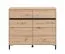 Kommode | 2 Drehtüren | Farbe: Eiche Artisan | 4 Fächer | Maße: 106 x 40 x 90 cm | ABS-Kanten | modernes Design | Beine: Schwarz | 2 Schubladen