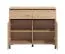 Kommode | 2 Drehtüren | Farbe: Eiche Artisan | 4 Fächer | Maße: 106 x 40 x 90 cm | ABS-Kanten | modernes Design | Beine: Schwarz | 2 Schubladen