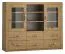 Vitrine Vanimo 17, Farbe: Eiche - Abmessungen: 125 x 156 x 42 cm (H x B x T)