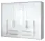 Drehtürenschrank / Kleiderschrank mit LED-Rahmen Siumu 35, Farbe: Weiß / Weiß Hochglanz - 226 x 277 x 60 cm (H x B x T)