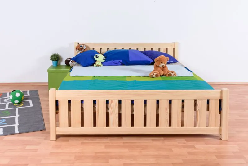 Jugendbett Kiefer massiv Vollholz natur 65C, inkl. Lattenrost -180 x 200 cm (B x L)
