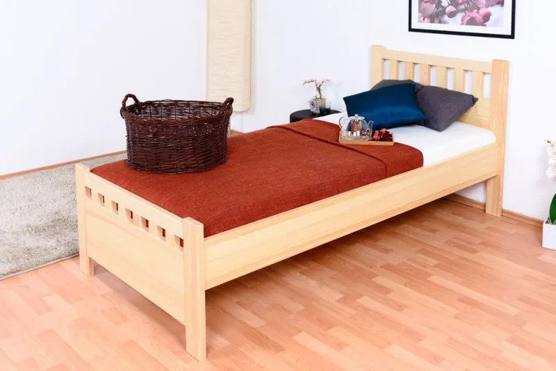 Einzelbett / Gästebett Kiefer massiv Vollholz natur 68, inkl. Lattenrost - 90 x 200 cm