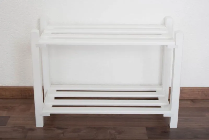 Schuhregal Buche Vollholz massiv weiß lackiert Junco 225 - 40 x 58 x 26 cm (H x B x T)