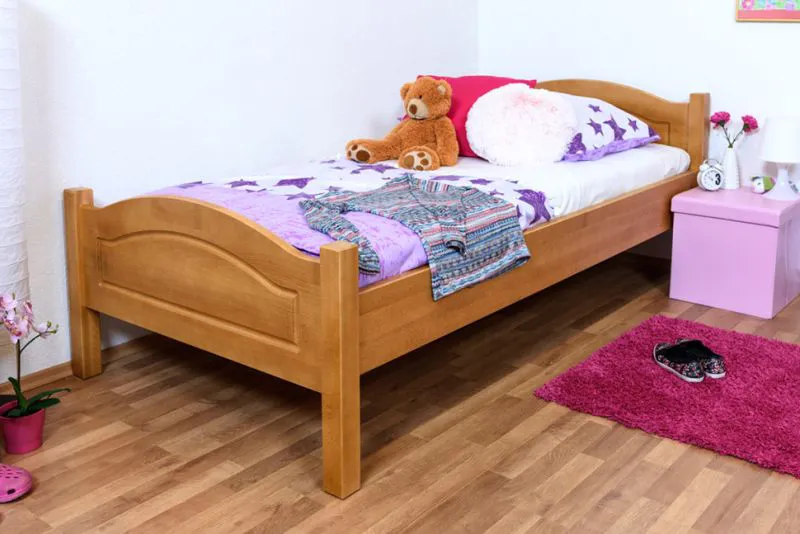 Kinderbett 100 x 200 cm | Massivholz: Buche | Erle Lackiert Abbildung