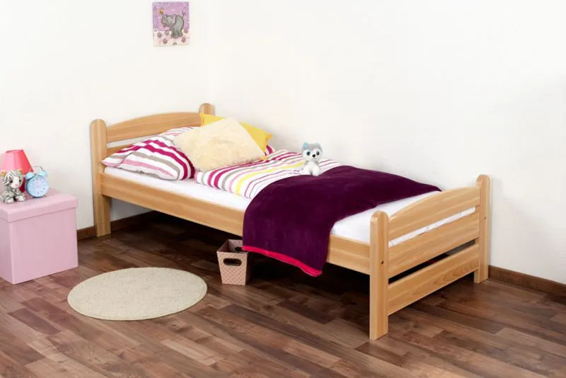 Kinderbett 80 x 200 cm | Massivholz: Buche | Natur Lackiert Abbildung
