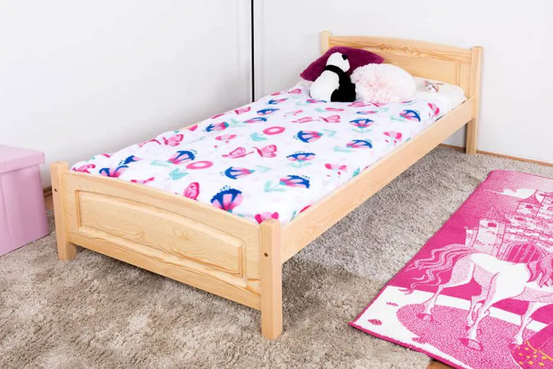 Kinderbett 100 x 200 cm | Massivholz: Kiefer | Natur Lackiert Abbildung