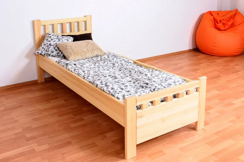 Bettrahmen für Kinder / Kinderbett 80 x 200 cm | Massivholz: Kiefer | Natur Lackiert Abbildung