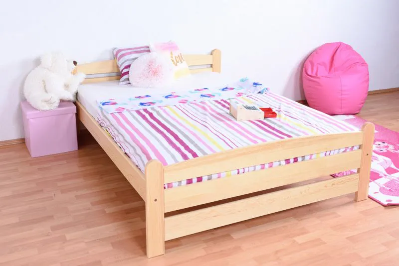 Bettrahmen für Kinder / Kinderbett 140 x 200 cm | Massivholz: Kiefer | Natur Lackiert Abbildung