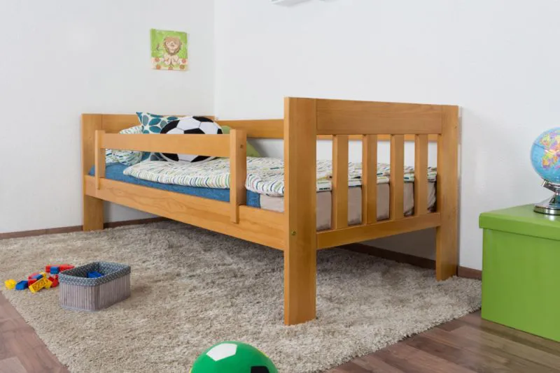 Bettrahmen für Kinder / Kinderbett 90 x 200 cm | Massivholz: Kiefer | Erle Lackiert Abbildung