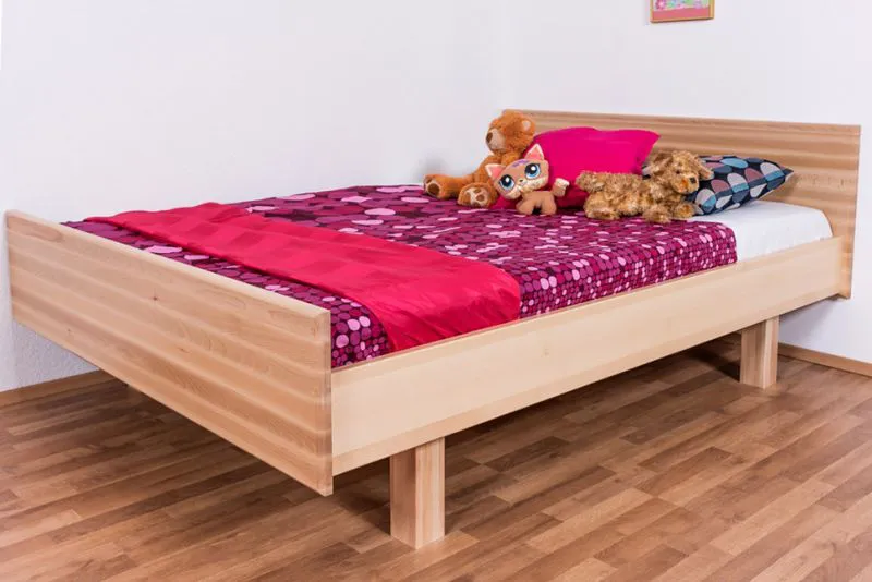 Bettrahmen für Kinder / Kinderbett 140 x 200 cm | Massivholz: Buche | Natur Lackiert Abbildung
