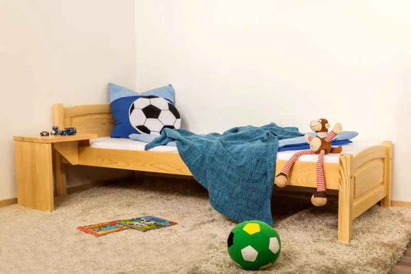 Bettrahmen für Kinder / Kinderbett 80 x 200 cm | Massivholz: Kiefer | Natur Lackiert Abbildung