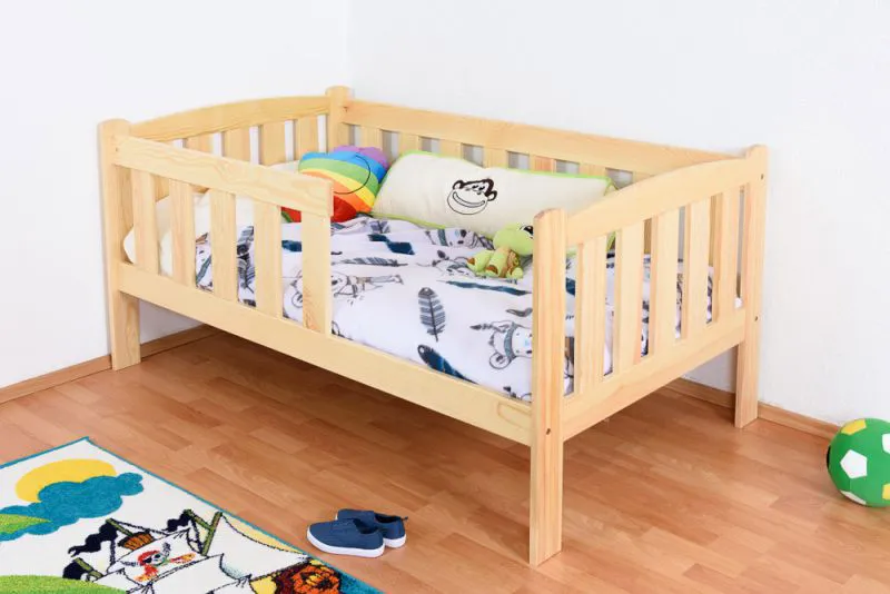 Kinderbett 90 x 160 cm | Massivholz: Kiefer | Natur Lackiert Abbildung