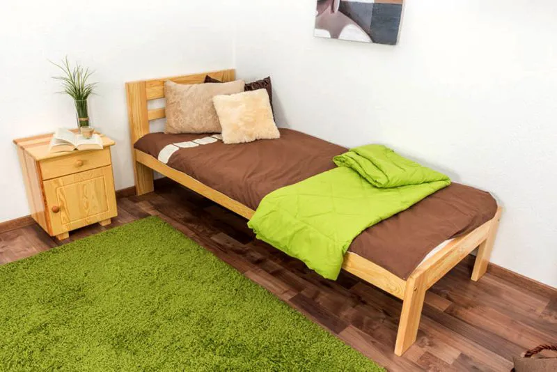 Bettrahmen für Kinder / Kinderbett 80 x 200 cm | Massivholz: Kiefer | Natur Lackiert Abbildung