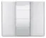 Kleiderschrank / Schwebetürenschrank Bogati 04, Farbe: Weiß / Weiß Hochglanz, eine Spiegeltür, zwei Kleiderstangen, Maße: 224 x 262,5 x 65,5 cm