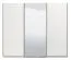 Kleiderschrank / Schwebetürenschrank Bogati 04, Farbe: Weiß / Weiß Hochglanz, eine Spiegeltür, zwei Kleiderstangen, Maße: 224 x 262,5 x 65,5 cm