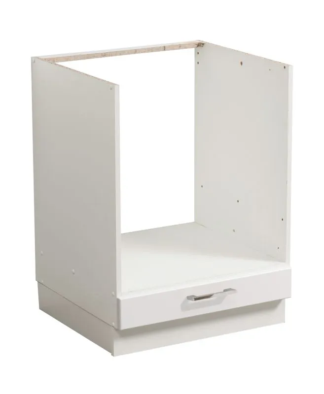 Unterschrank für Einbaugeräte Kunja, Farbe: Weiß / Weiß Hochglanz, Maße: 82 x 60 x 55 cm