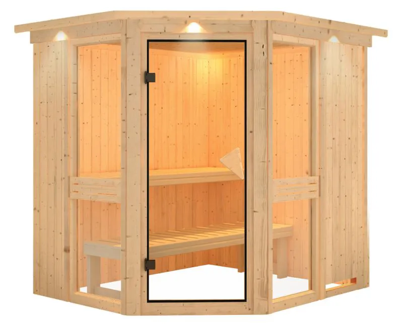 Sauna Alessia 02, 68 mm Wandstärke - 210 x 184 x 202 cm (B x T x H)