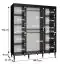 Schiebetürenschrank mit modernen Marmor Design Jotunheimen 44, Farbe: Schwarz - Abmessungen: 208 x 180,5 x 62 cm (H x B x T)