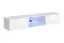 Schlichte Wohnwand Volleberg 01, Farbe: Weiß - Abmessungen: 140 x 260 x 40 cm (H x B x T), mit blauer LED-Beleuchtung