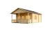 Ferienhaus F28 mit Terrasse, Geländer & Schlafboden | 46,6 m² | 70 mm Blockbohlen | Naturbelassen | Fenster 1-Hand-Dreh-Kippsystematik