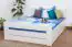 Einzelbett / Funktionsbett "Easy Premium Line" K6 inkl. 4 Schubladen und 2 Abdeckblenden 140 x 200 cm Buche Vollholz massiv weiß lackiert