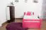 Einzelbett / Gästebett "Easy Premium Line" K1/2n inkl. 2 Schubladen und 2 Abdeckblenden, 90 x 200 cm Buche Vollholz massiv Rosa