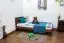 Einzelbett / Gästebett Kiefer Vollholz massiv Nussfarben A27, inkl. Lattenrost - Abmessung 90 x 200 cm 