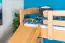 Hochbett mit Rutsche 80 x 190 cm, Buche Massivholz Natur lackiert, teilbar in zwei Einzelbetten, "Easy Premium Line" K26/n