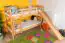 Hochbett mit Rutsche 80 x 190 cm, Buche Massivholz Natur lackiert, teilbar in zwei Einzelbetten, "Easy Premium Line" K29/n