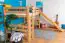 Großes Hochbett mit Rutsche 120 x 200 cm, Buche Massivholz Natur lackiert, umbaubar in ein Einzelbett, "Easy Premium Line" K31/n