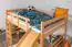 Großes Hochbett mit Rutsche 160 x 200 cm, Buche Massivholz Natur lackiert, umbaubar in ein Einzelbett, "Easy Premium Line" K31/n