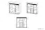 Vitrine Tempe 07, Farbe: Nussfarben / Weiß Hochglanz, Fronteinsatz: Weiß - Abmessungen: 133 x 135 x 41 cm (H x B x T), mit 3 Türen, 3 Schubladen und 8 Fächern
