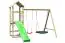 Spielturm 23A inkl. Wellenrutsche, Sandkasten und Doppelschaukel-Anbau mit 1 Nestschaukel und 1 roten Schaukelsitz - Abmessungen: 315 x 290 cm (B x T)