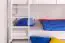 Kinderstockbett 90 x 200 cm + Bettkasten/Stauraum/Ausziehbett | Massivholz: Buche | Weiß Lackiert | umbaubar/teilbar in 2 Einzelbetten | inkl. Rollroste Abbildung