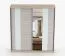 2 Meter breiter Schiebetürenschrank / Kleiderschrank mit Spiegel | Grau-Weiß / Eiche | Gorski 34 | 218 x 203 x 61 cm | 2 Türen | 6 Fächer | modern