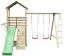 Spielturm 17B inkl. Wellenrutsche, Kletterwand, Doppelschaukel-Anbau und Strickleiter - Abmessungen: 315 x 370 cm