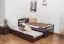 Einzelbett/ Gästebett "Easy Premium Line" K1/2h inkl. 2. Liegeplatz und 2 Abdeckblenden, 90 x 200 cm Buche Vollholz massiv schokobraun lackiert