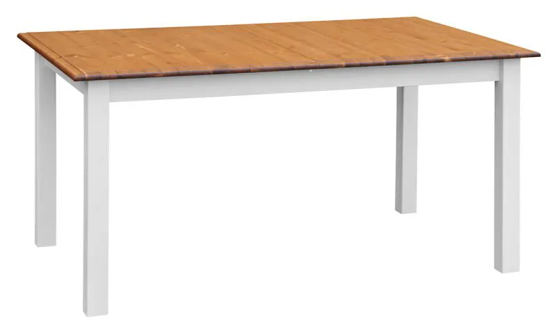 Esstisch ausziehbar Gyronde 22, Kiefer massiv Vollholz, Farbe: Weiß / Eiche - Abmessungen: 150-197 x 93 cm (B x T)