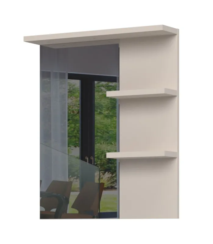 Spiegel für die Garderobe mit zwei Ablagen Neiafu 109, Farbe: Kaschmir, Maße: 89 x 76 x 17 cm, inkl. LED-Beleuchtung