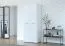 Drehtürenschrank / Kleiderschrank | Weiß Hochglanz | Doppelflügeltüren | 199 x 80 x 51 cm | 2 Fächer |  Einfarbiges Minimal-Design | dünne Griffe