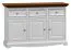 Büro - Set H Gyronde im Landhausstil, 3-teilig, Kiefer Vollholz, Weiß / Walnuss, goldenen Griffe aus Metall, Kommode, Regal, Schreibtisch, Soft Close System
