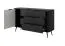 Stilvolle Kommode / Sideboard mit zwei Fächer Sloughia 11, drei Schubladen, ABS-Kantenschutz, Farbe: Schwarz, Maße: 81 x 138 x 38 cm, elegantes Design