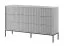 Moderne Kommode mit 6 Schubladen Worthing 64, Farbe: Grau / Schwarz / Gold, 91 x 154 x 39 cm, geriffelte Fronten, viel Stauraum, elegantes Design, langlebig