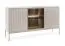 Kommode mit LED-Beleuchtung, 83 x 154 x 39 cm, in Kaschmir, mit Push-to-open Funktion, ABS-Kanten, mit 6 Fächern, 1 Glastür, 2 Holztüren