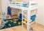 Weißes Kinder-Hochbett 90 x 200 cm | Massivholz: Buche | Weiß Lackiert | umbaubar in Einzelbett | Premium-Qualität | inkl. Rollrost Abbildung